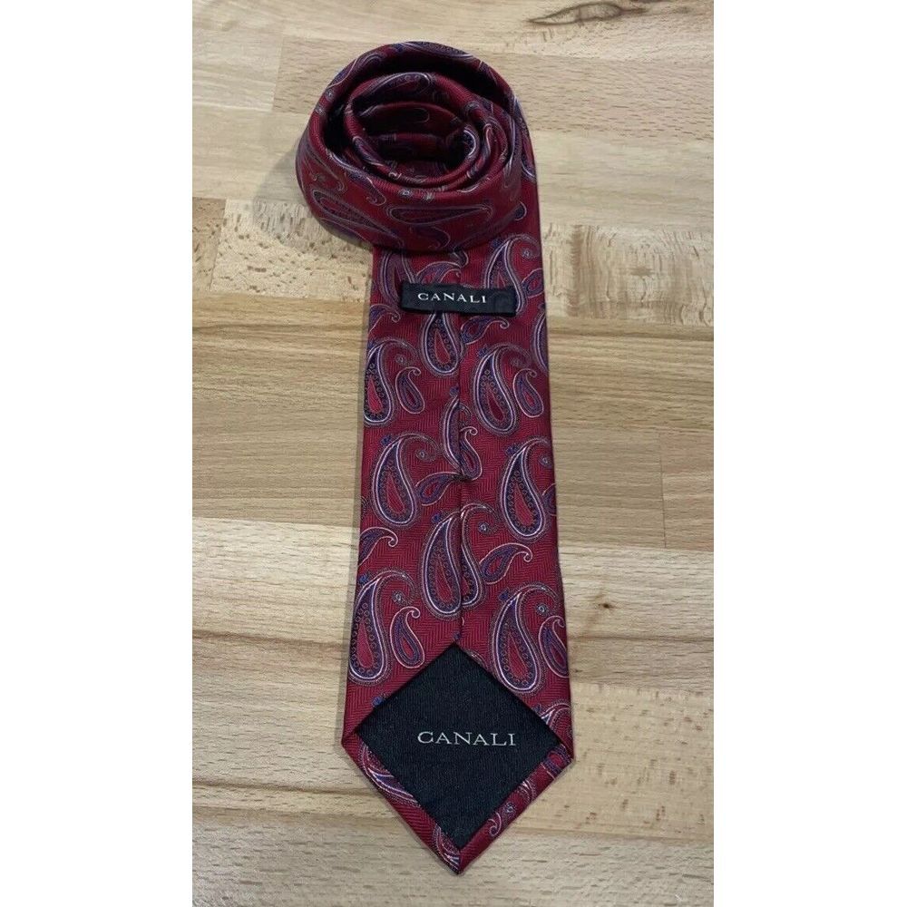 Canali Paisley Pattern Jacquard 100%‎ Silk Tie Made In Italy